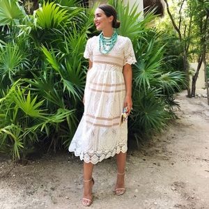 Chickwish White Crochet Midi Dress